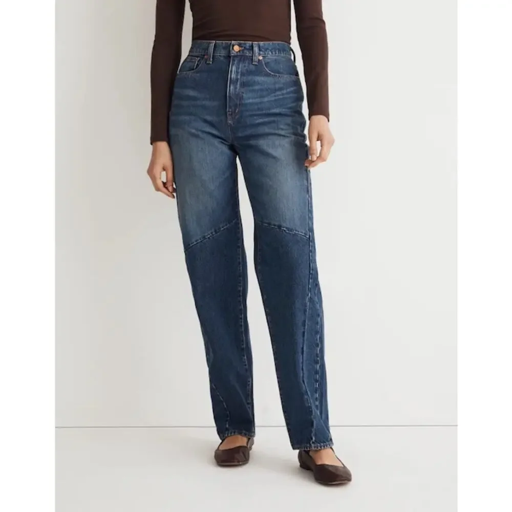 Madewell Baggy Tapered Jeans in Fanwell Wash: Two-Tone Edition Size 26 NWT